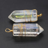 Clear Quartz Pendant Crystal Point Charms Pendulum Necklace