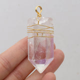 Clear Quartz Pendant Crystal Point Charms Pendulum Necklace