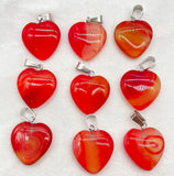 Quartz Crystal Agate 20mm Heart Pendant Charms DIY Jewelry Making 50pcs