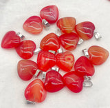 Quartz Crystal Agate 20mm Heart Pendant Charms DIY Jewelry Making 50pcs