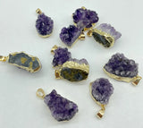 Quartz Crystal Amethyst Heart Moon Pendant Raw Slab Geode DIY Jewelry Making