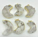 Quartz Crystal Amethyst Heart Moon Pendant Raw Slab Geode DIY Jewelry Making
