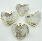 Quartz Crystal Amethyst Heart Moon Pendant Raw Slab Geode DIY Jewelry Making