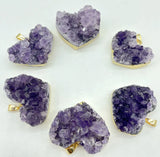 Quartz Crystal Amethyst Heart Moon Pendant Raw Slab Geode DIY Jewelry Making