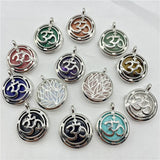 Gem Stone Quartz Crystal Amethyst Tiger-Eye Hollow Box Pendant Set