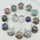 Quartz Crystal Amethyst Tiger's-eye Hollow Box Pendant 8Pcs
