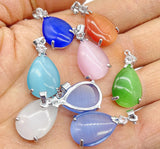 Quartz Crystal Cat's Eye Opal Water Drop Pendant - DIY Jewelry Making