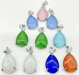 Quartz Crystal Cat's Eye Opal Water Drop Pendant - DIY Jewelry Making