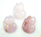 Gem Stone Quartz Fox Charm Pendant Diy Necklace 6 Pcs