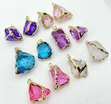 10 PCS Natural Quartz Crystal Pendants Charms for DIY Jewelry