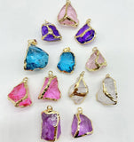 10 PCS Natural Quartz Crystal Pendants Charms for DIY Jewelry