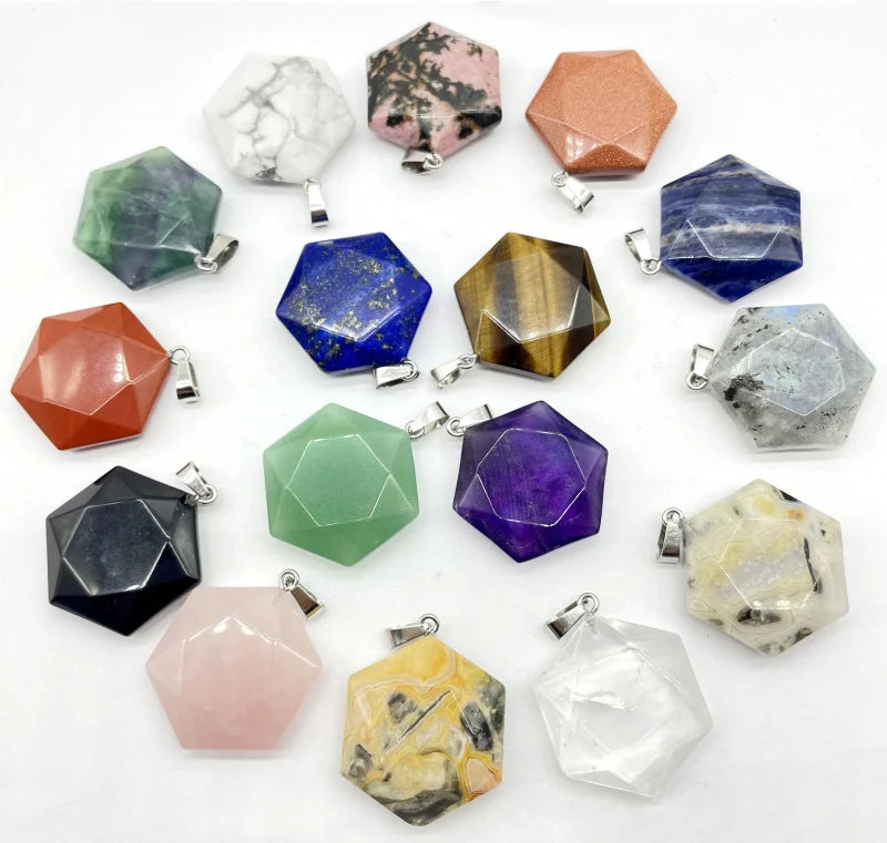 Gem Stone Quartz Lapis Star Of David Pendant DIY Jewelry Making 10Pcs