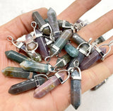 Gem Stone Quartz Crystal Turquoise Hexagonal Pendulum Pendants