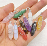 Quartz Crystal Hexagonal Column Pendant DIY Jewelry Making Necklaces 24Pcs