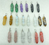 Quartz Crystal Hexagonal Column Pendant DIY Jewelry Making Necklaces 24Pcs