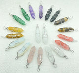 Quartz Crystal Hexagonal Column Pendant DIY Jewelry Making Necklaces 24Pcs