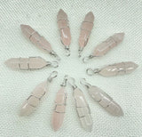 Quartz Crystal Hexagonal Column Pendant DIY Jewelry Making Necklaces 24Pcs