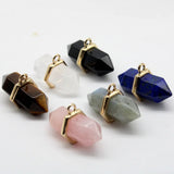 Quartz Crystal lapis lazuli Hexagonal Pendulum Reiki Charm Pendants