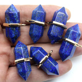 Quartz Crystal lapis lazuli Hexagonal Pendulum Reiki Charm Pendants