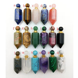 Gemstone Perfume Bottle Pendant Hexagon Crystal Quartz Necklace Diffuser