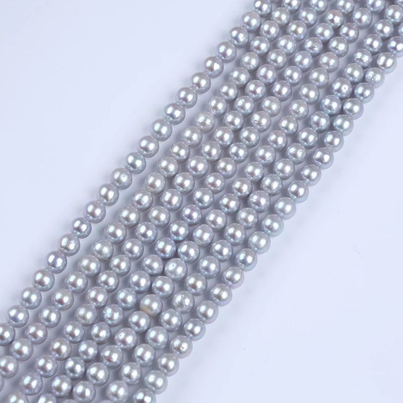 Natural Gray 7-8mm Round Freshwater Pearl Strand