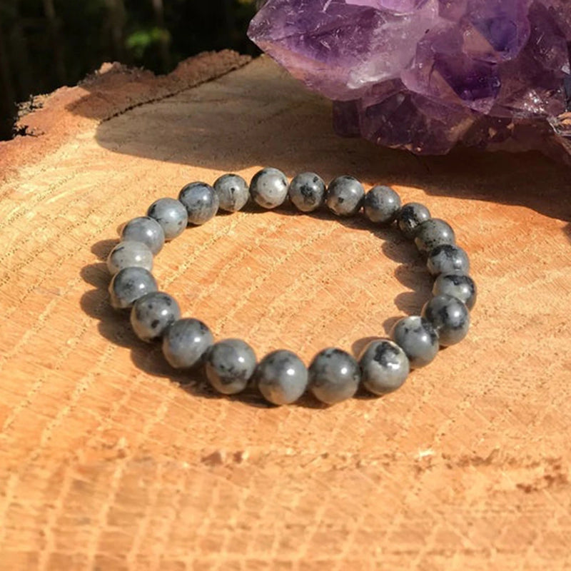Natural Gray Larvikite Bracelet Chakra Healing Stone