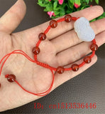 Green Chalcedony Buddha Beads PIXIU Bracelet Hand Knitted Bangle