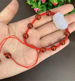 Green Chalcedony Buddha Beads PIXIU Bracelet Hand Knitted Bangle