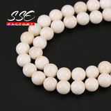 Round Ivory Shell Beads 15'' Strand 6/8/10/12mm