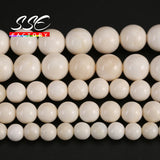 Round Ivory Shell Beads 15'' Strand 6/8/10/12mm