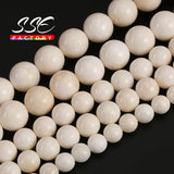 Round Ivory Shell Beads 15'' Strand 6/8/10/12mm