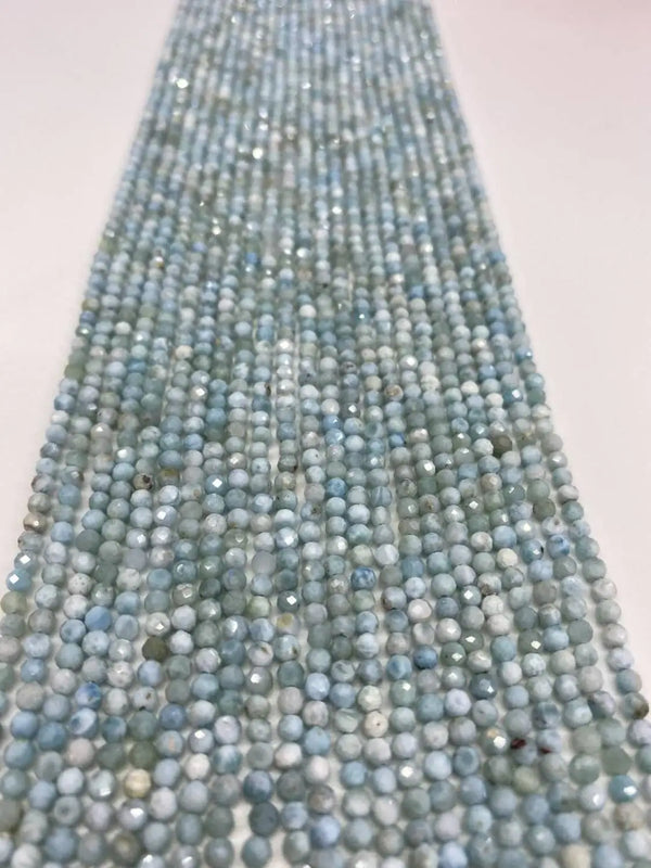 Natural Larimar Faceted Rondelle Beads for Jewelry Making DIY Bracelets