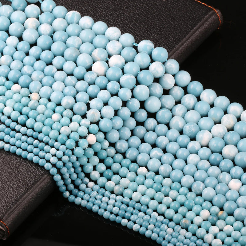 Natural Larimar Gem Stones Round Loose Beads for Jewelry Making
