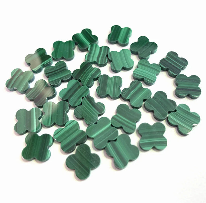 Natural Malachite Clover Flower 11X11mm 14x14mm Gemstone For Jewelry Making