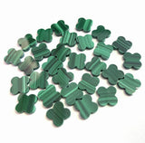 Natural Malachite Clover Flower 11X11mm 14x14mm Gemstone For Jewelry Making