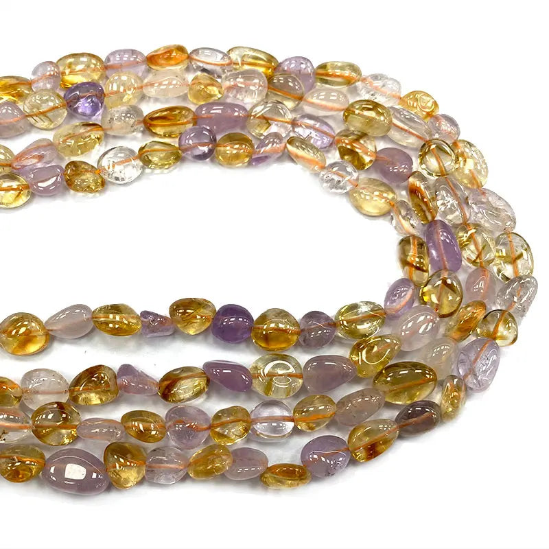 Natural Amethysts Citrines 8-10mm Crystal Stone Beads for DIY Bracelet