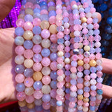 Natural Morganite Beads 6mm 8mm 10mm Faceted Round Gem Beads