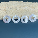 Mother of Pearl Shell Coin Cross Heart Moon Star Pendants for Jewelry Making