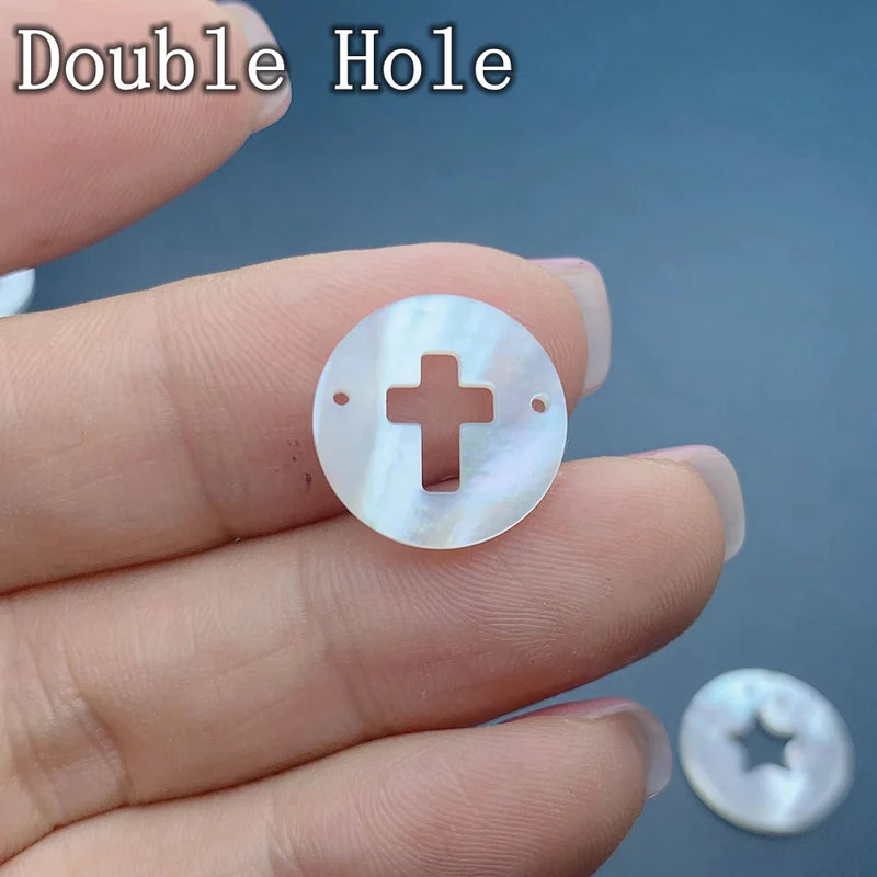 Mother of Pearl Shell Coin Cross Heart Moon Star Pendants for Jewelry Making