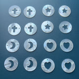 Mother of Pearl Shell Coin Cross Heart Moon Star Pendants for Jewelry Making