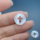 Mother of Pearl Shell Coin Cross Heart Moon Star Pendants for Jewelry Making
