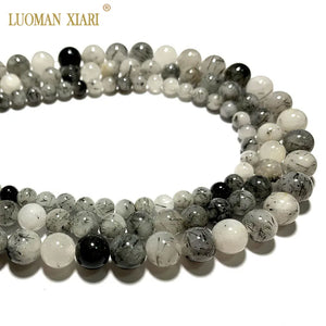 Natural Rutilated Quartz Round Stone Beads 6/8/10MM Strand15''