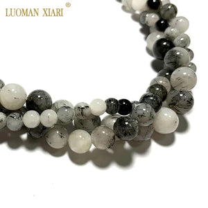 Natural Rutilated Quartz Round Stone Beads 6/8/10MM Strand15''