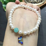 Pearl Bead Tianhe Stone Roasted Butterfly Bracelet Women Jewelry