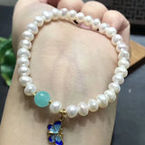Pearl Bead Tianhe Stone Roasted Butterfly Bracelet Women Jewelry