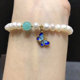 Pearl Bead Tianhe Stone Roasted Butterfly Bracelet Women Jewelry