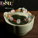 Pink Crystal Zodiac Pig Bracelet Natural Piglet Female Model Ladies Gift