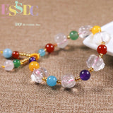 Pink Crystal Zodiac Pig Bracelet Natural Piglet Female Model Ladies Gift