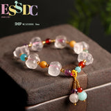 Pink Crystal Zodiac Pig Bracelet Natural Piglet Female Model Ladies Gift