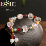 Pink Crystal Zodiac Pig Bracelet Natural Piglet Female Model Ladies Gift